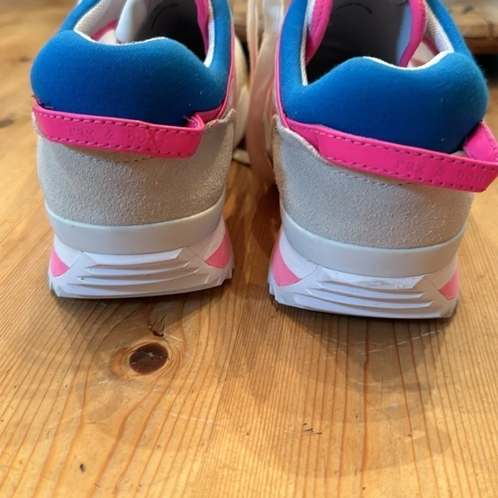 rag & bone New York Women Retro Runner 2.0 Sneakers White Pink Multi sz 8